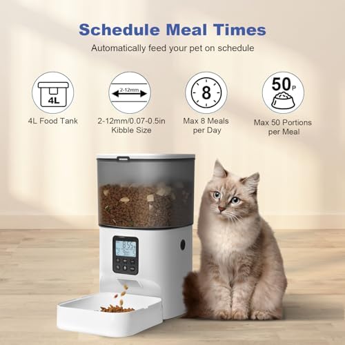 ANDOLL HOME Automatic Cat Feeder,4L Timed Cat＆Dog Dry Food Dispenser - Image 2