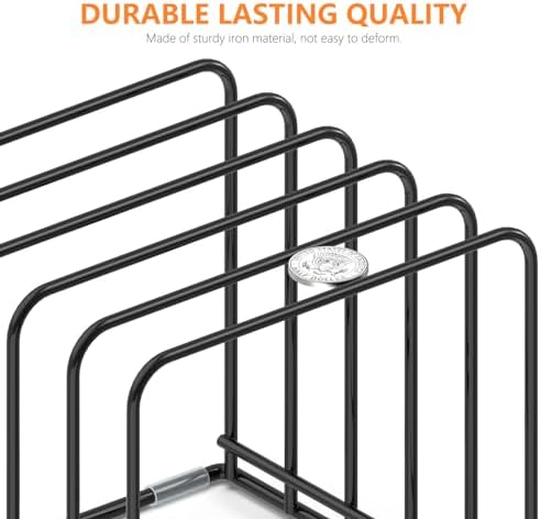 KORRTFID Kitchen Cabinet Organizer, Steel Cookware Holder, Divided Holder with 5 Slots for Skillets Baking Tray and Chopping Board Rack - Baking Pan Holder Storage (1 PC) - Image 3