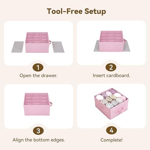 GRANNY SAYS Hanging Closet Organizer, 5 Drawers, 6 Shelves, 6 Pockets, Pink - Image 7