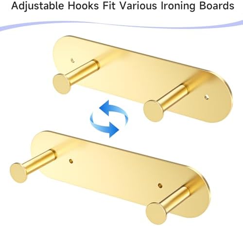 Ironing Board Hanger Wall Mount, Ironing Board Holder for Storage Y or T Leg, Metal Iron Board Hanger for Wall for Laundry Room (Gold) - Image 4