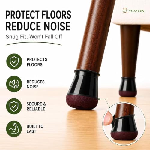 YOZON Chair Leg Floor Protectors Silicone Caps Felt Furniture Pads Covers - Image 2