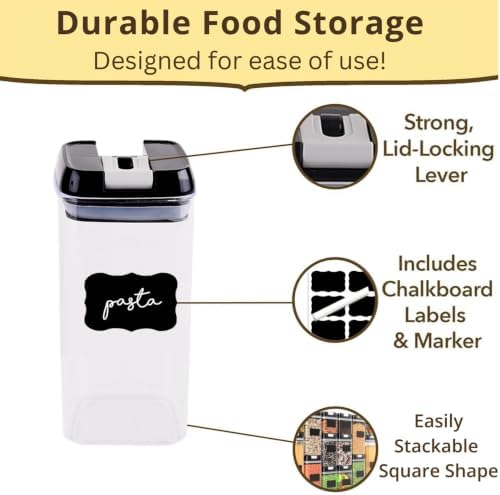 Simply Gourmet Airtight Food Storage Containers with Lids – 7 Piece Assorted Size Kitchen Pantry Organization Set, BPA-Free Clear Plastic, Stackable Containers for Cereal, Flour, Sugar, Rice, Snacks - Image 6