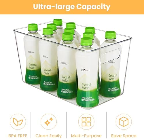 YIHONG Clear Plastic Storage Bins, 16 Pack Pantry Organizer Bins with Handle for Kitchen, Freezer,Cabinet,Closet Organization and Storage(XL) - Image 4