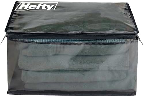 Hefty Large Flexible Tote with Breathable Mesh, Double Zipper, 2 Handles – Ideal for Moving or Clothes & Apparel Storage, Alternative to Plastic Bin, Organizer or Container – 24 Pack - Image 6