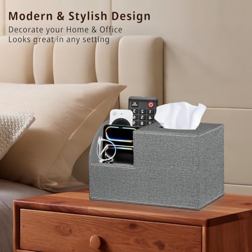 PU Leather Square Tissue Box Cover - Multi-Functional Tissue Box Holder - Image 2