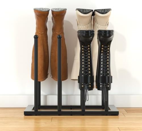Urban Deco Free Standing Shoe Racks, Boot Organizer for Tall Boots, Black Metal Boot Rack Fit for 4 Pairs, Shoe Organizer for Dorm Room, Entryway (Black-4 pairs) by UrbanDeco