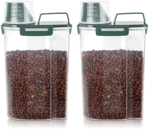 3-5Lbs Airtight Small Dog Cat Pet Food Storage Container-Darck Green 2Pack by LEAWALK