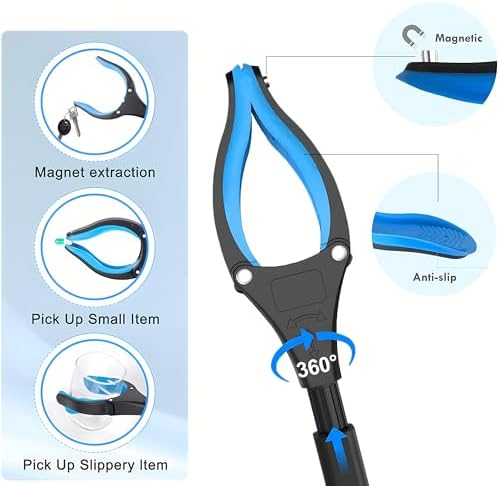 Grabber Reacher Tool - Foldable Gripper and Reaching Tool - Heavy Duty Pick Up Stick Grabbers for Seniors, Trash, Surgery Recovery Must Haves Gifts, 32” Picker Upper Grabber (Blue) - Image 4