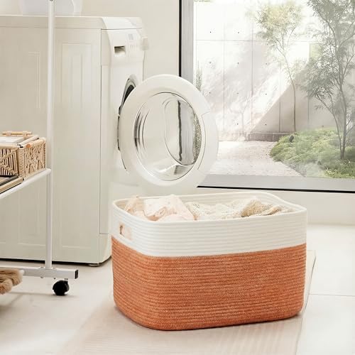 Artfeel Blanket Basket,Rectangle Woven Baskets for Storage,100L Laundry Basket for Decorative Nursery Blanket,Toys,Dirty Clothes and Magazine in Shelves,Baby Room,and Living Room - Image 3