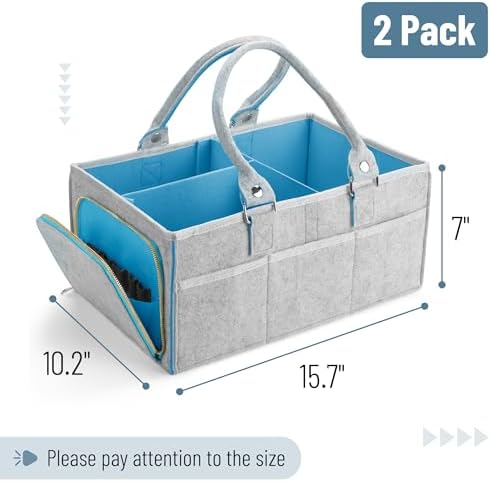 Mr. Pen- Large Baby Diaper Caddy Organizer, 2 Pack, Blue Inside - Image 2