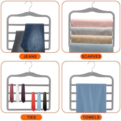 Closet Organizers and Storage, Magic Pants Hangers Space Saving, 4 Tiers Skirt Hangers, Jean Scarf Hangers, Closet Organizer Clothes Hangers, College Dorm Essentials Apartment Essentials-2 Pack - Image 7