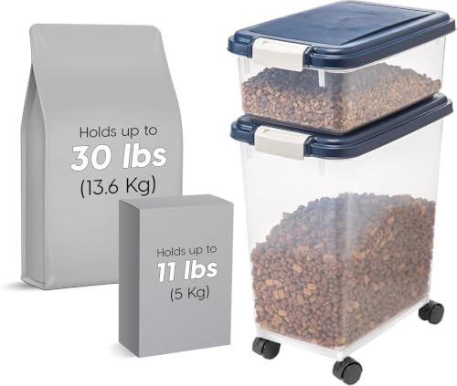 IRIS USA Dog Food Storage Container, Up to 30+11 lbs, Navy, Made in USA - Image 4
