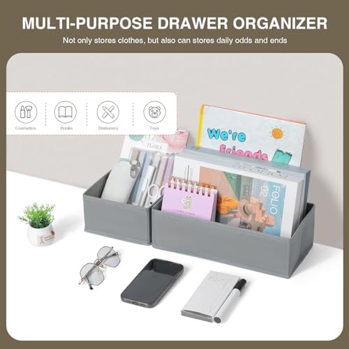 DIMJ Drawer Organizer Clothes, Dresser Organizer For Nursery, Bedroom, Closet, Baby Clothes Organizer and Storage, Foldable Fabric Drawer Dividers for Baby Socks, Belt, Tie (4 Pack, Blended) - Image 5