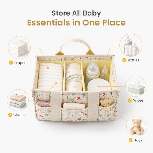 Diaper Caddy Organizer with Removable Dividers | Portable Storage Basket - Image 3