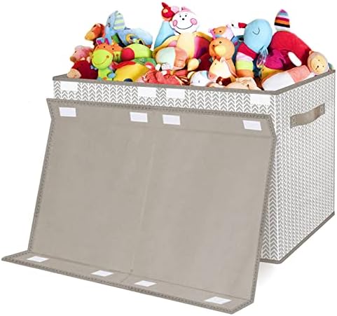 Toy Box Chest Organizer Bins for Boys Girls Kids, Large Collapsible Fabric Storage Container with Flip-Top Lid & Handles for Clothes,Blanket,Nursery,Playroom,Bedroom,Tree Branch Pattern (Gray) - Image 6