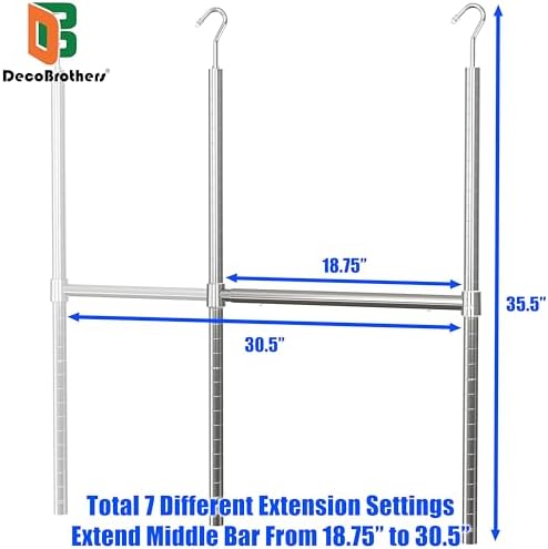 Deco Brothers Adjustable Hanging Closet Rod, Chrome - Image 3