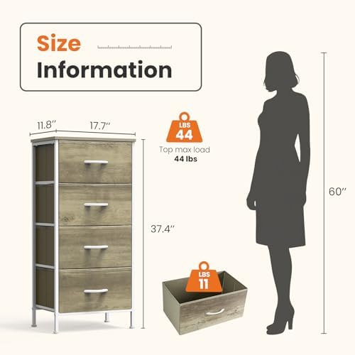 Sweetcrispy Dresser for Bedroom, 4 Drawer Storage Cabinet, Tall Nightstand - Image 3