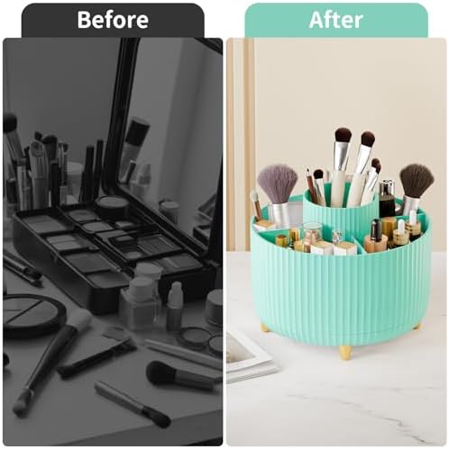 fanado 360° Rotate Makeup Brush Holder Organizer, Makeup Organizers Countertop, Makeup organization and Skincare Storage for Vanity, Desktop, Bathroom (Mint Green) - Image 7