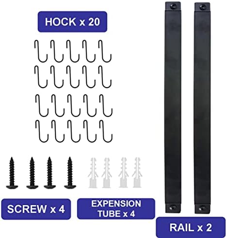 Joben Oligey Utensil Holder, Kitchen Rail With 10 Hooks, Pots and Pans Organizer Hanger, Wall Mounted Wrought Iron Hanging Black 17 Inch for Coffee Mug Rack Cup Hanging, Set of 2 - Image 2