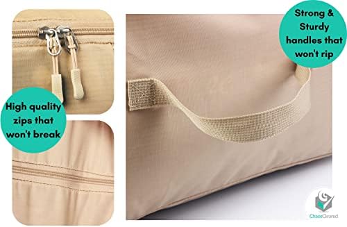 Comforter Storage Bag - Folding Organizer bag for King/Queen Comforters, Pillows, Blankets, Bedding/Quilt, Blanket, Duvet, Large Collapsible Organizers, 24"x14"x11" (Beige, 1-Pack) - Image 4