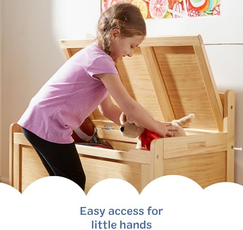 Melissa & Doug Wooden Toy Chest Light Wood Storage Organizer - Image 4