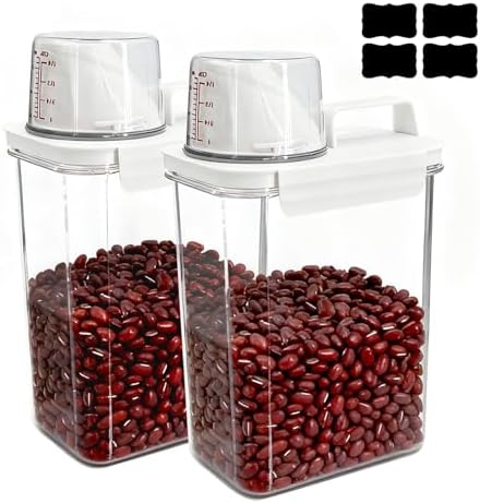 2 Pack 1800ML Airtight Cereal Container with Pour Spout & Cup by Unknown
