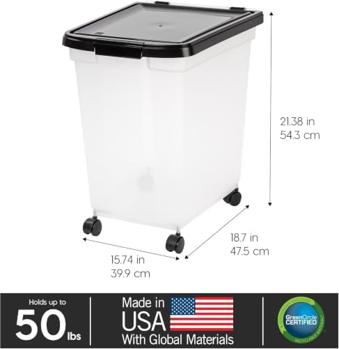 IRIS USA Dog Food Storage Container, Up to 50 lbs, Black, Made in USA - Image 3