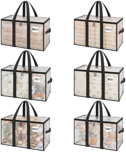 Simple Trending 6 Pack Heavy Duty Moving Bags, 95L Storage Totes, White - Image 2
