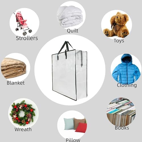 3 Pack Clear Storage Bags with Zipper and Handles, Blanket Bags For Closet Storage, Moving and Packing Supplies for College, Underbed Storage Organizer for Clothes Pillow Bedding Christmas Wreath - Image 6