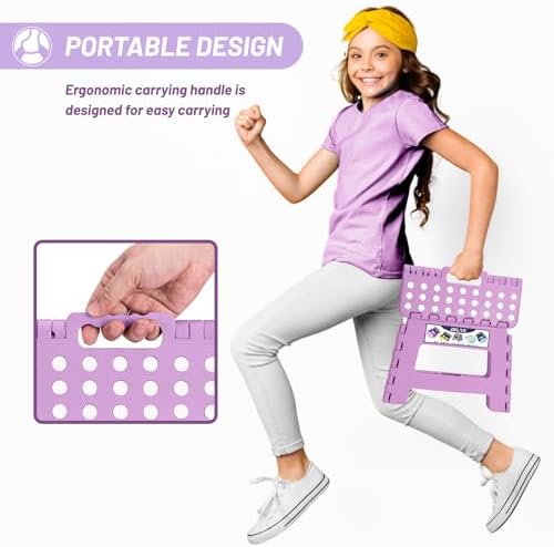Delxo 9 Inch Kids Step Stool,300 Lbs Folding Step Stool for Toddler Purple - Image 6