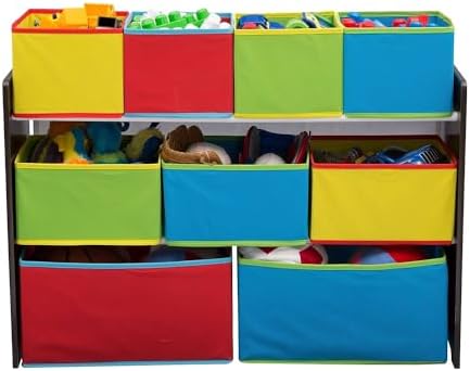 Delta Children Deluxe Multi-Bin Toy Organizer with Storage Bins, Dark Chocolate/Primary Colored Bins - Image 4