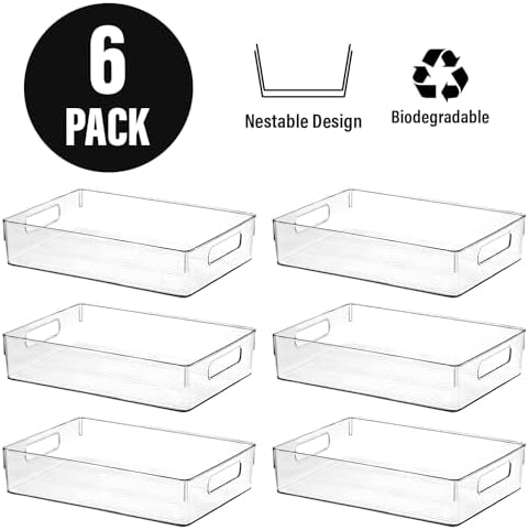 Clear Plastic Storage Bins, Pantry Organizers and Storage or Kitchen Organization and Storage Containers Bins for Organizing, Fridge, Freezer, Bathroom, Pantries, Refrigerator, Cabinet Organizer Bin - Image 4