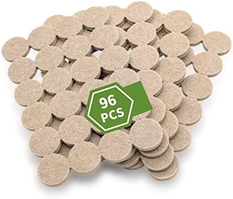 Felt Furniture Pads for Hardwood Floors 96 PCS, 1" Round, Beige by COVERCORNER