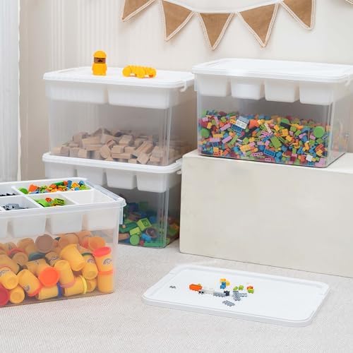 Citylife 32QT 4-Pack Clear Craft Storage Box Buildable Lid Removable Tray - Image 6