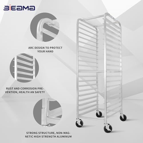 BIEAMA 20-Tier Aluminum Sheet Pan Rack, NSF Full Size Bun Pan Rack - Image 3