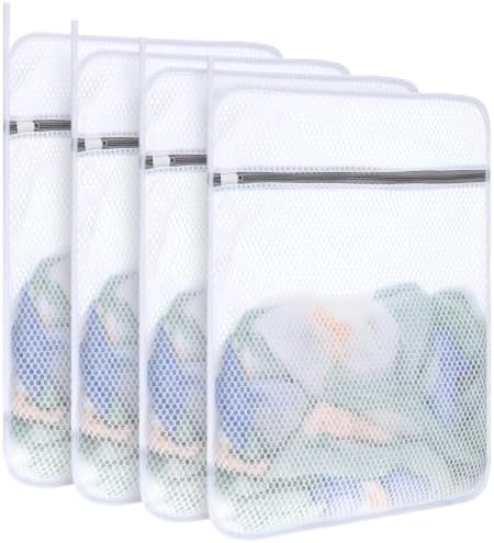 4-Pack Durable Honeycomb Mesh Laundry Bags for Delicates, 16 x 20 Inches by Dntorx