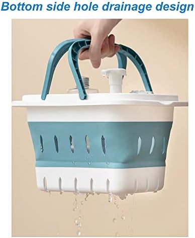 2 Pack Portable Plastic Shower Caddy Tote, Collapsible Small Basket with Handles, Box Organizer Bin for Bathroom, Kitchen, College Dorm,Gym(Grey +Blue) - Image 4
