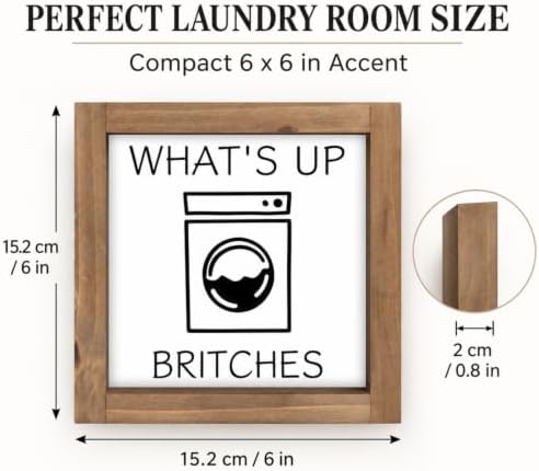 Laundry Room Decor, 6x6 in Funny Wooden Sign for Wall or Shelf - Image 3