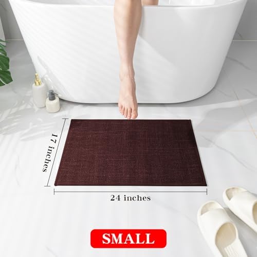 chakme Bathroom Rugs Mat 24x17, Ultra Thin Non Slip Bath Mat Small Quick Dry Absorbent Bath Mat for Bathroom Floor, (Dark Purple, 24"x17") - Image 2