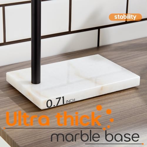 Black Towel Racks Stand 1-Tier Hand Towel Holder for Bathrooms Vanity Countertop with Heavy Marble Base Thicken Steady, Stainless Steel AN7002MB - Image 5
