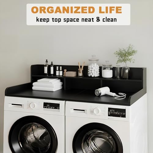 Washer Dryer Countertop with Shelf, 2-Tier Laundry Countertop Over Washer and Dryer, 54" x 27.55" Wooden Table for Folding Clothes for Laundry Room Organization and Storage (Black) - Image 3