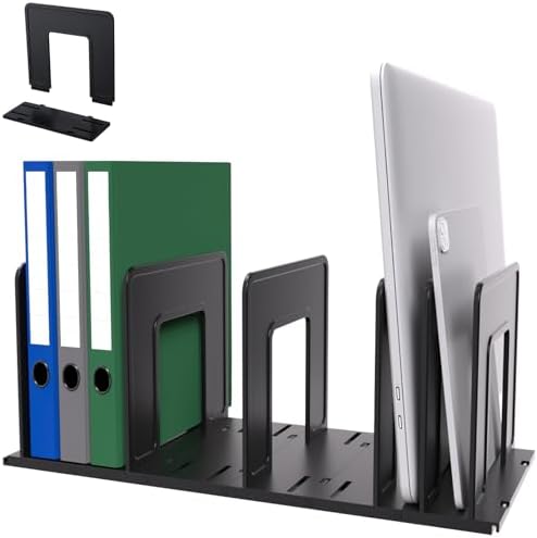 Adjustable Vertical File Sorter Sturdy Plastic Expandable Upright File Holder, Desktop Binder Organizer, School Office File Organizer Bookshelf Divider, Assemble Easily Endlessly, Black by LuluEasy