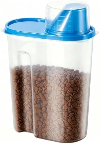 SenseYo 2lb 2.5L Pet Food Storage Container with Measuring Cup BPA Free for Small Dog, Cat, Bird (Blue) by SenseYo
