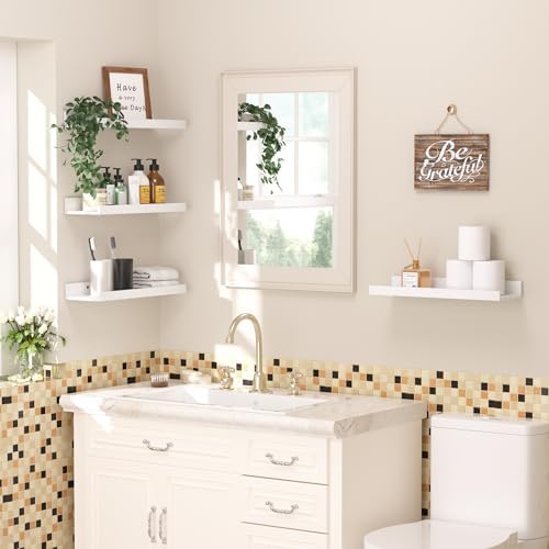 upsimples Floating Shelves for Wall Decor and Storage, White, 6Pcs 15.7'' - Image 5
