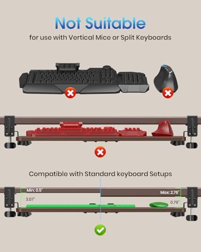 Large Keyboard Tray Under Desk, Pull Out Keyboard & Mouse Tray for Typing - Image 4
