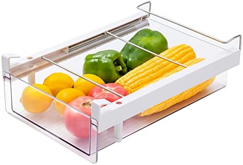 vacane Refrigerator Organizer Drawer,Plastic Fridge Drawer With Handle Pull Out Fridge Bins Organizer, Extra-Long Stretch 19.5",Cheese, Deli Meat, Drinks, Fruit, Vegetable by vacane