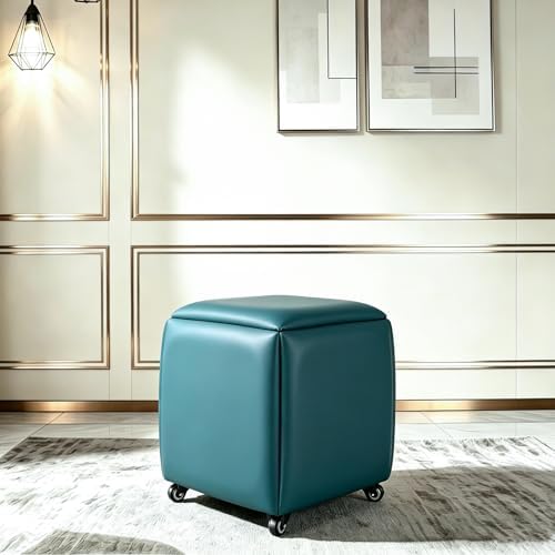 5 in 1 Nesting Leather Ottoman,Stylish Foot Stool with Wheels Living Room - Image 2