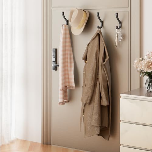 Large Coat Hooks Wall Mount,Heavy Duty Wall Hooks for Hanging, Black 6 Pack - Image 2
