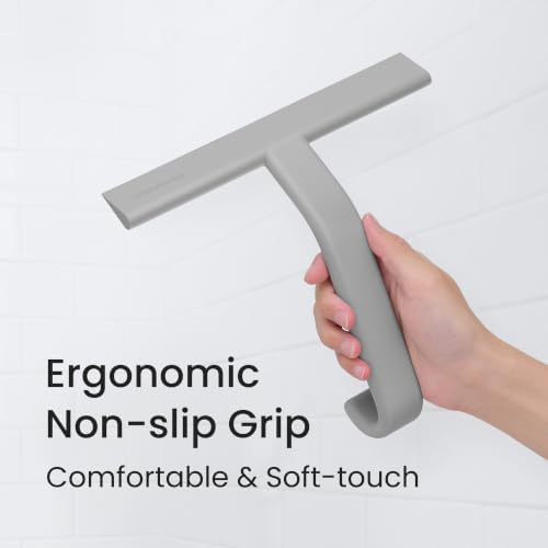 dancemoon JustHang Shower Squeegee with Built-in Hook, 10-Inch Gray - Image 5