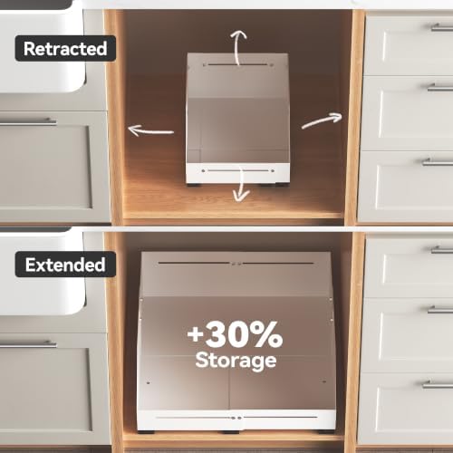 Pull Out Cabinet Organizer 15.8"-23"D&10"-16"W Raised Walls White - Image 3